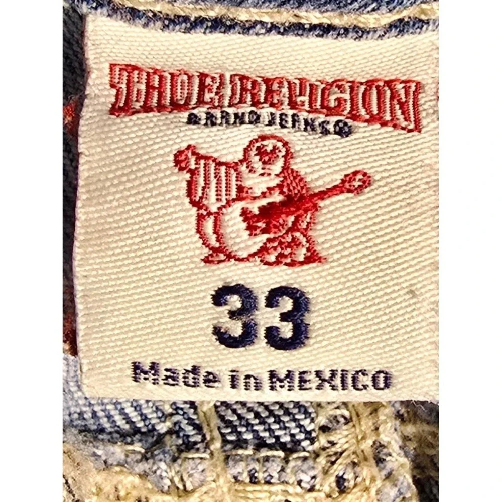 True Religion Skinny W Flp Mens Blue Jeans Size 34x31 M Wash faded Horseshoe 970